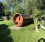 Ferienwohnung in K&auml;gsdorf - Meerblick - finnisches Saunafass im Garten