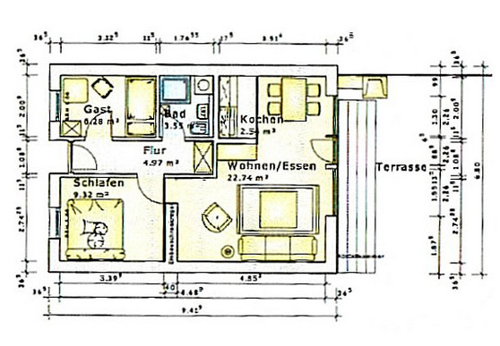 Bungalow in S&uuml;ssau - Bernhardt - Grundri&szlig;