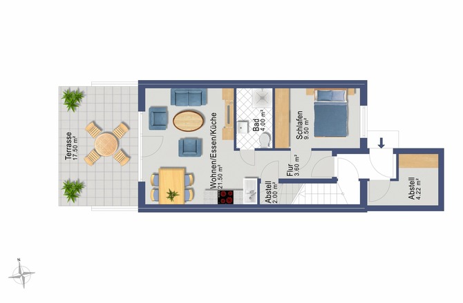 Ferienwohnung in Sch&ouml;nhagen - FerienWohnung Perlentaucher - Grundriss