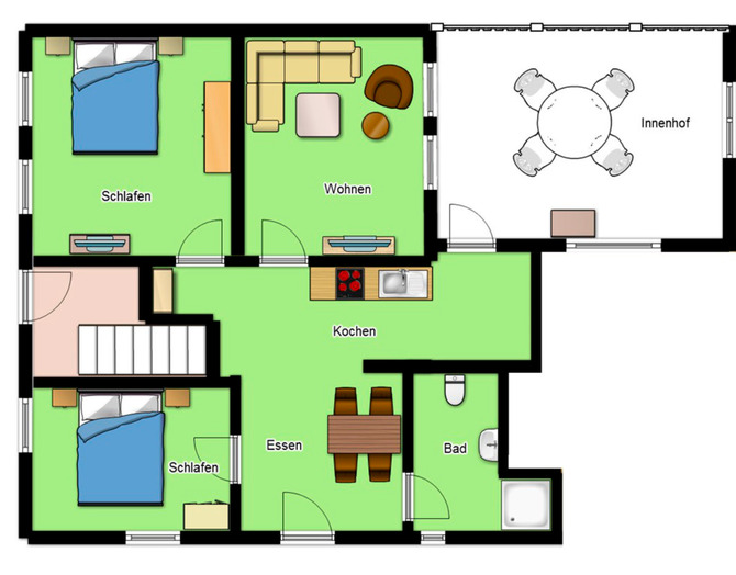 Ferienwohnung in Gr&ouml;mitz - Wohnung 2 - Grundriss