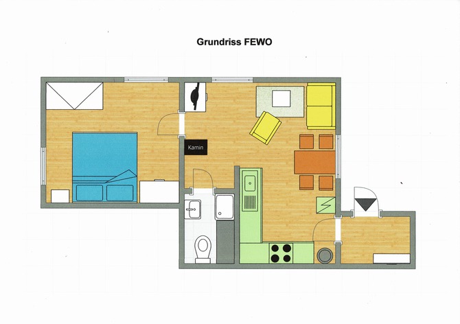 Ferienwohnung in Tremt - Zum Naturstrand - Grundriss FEWO